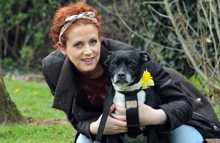 Lisa Johnson with her dog Marley