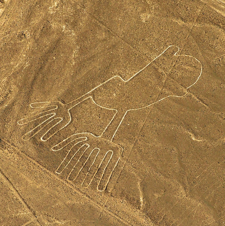 An aerial view of one of the Nasca geoglyphs 