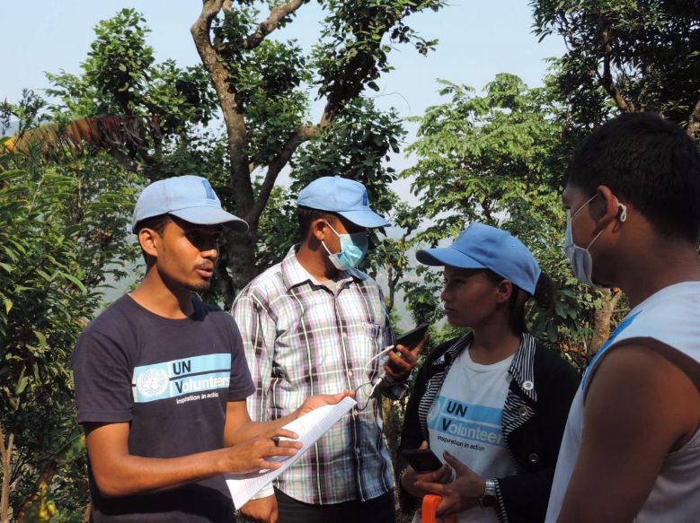 Sadhana Tiwari, a 24-year-old from Kaski, second from right