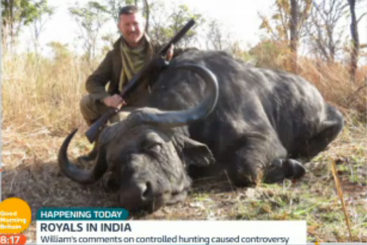 Game hunter Diggory Hadoke poses with his kill.