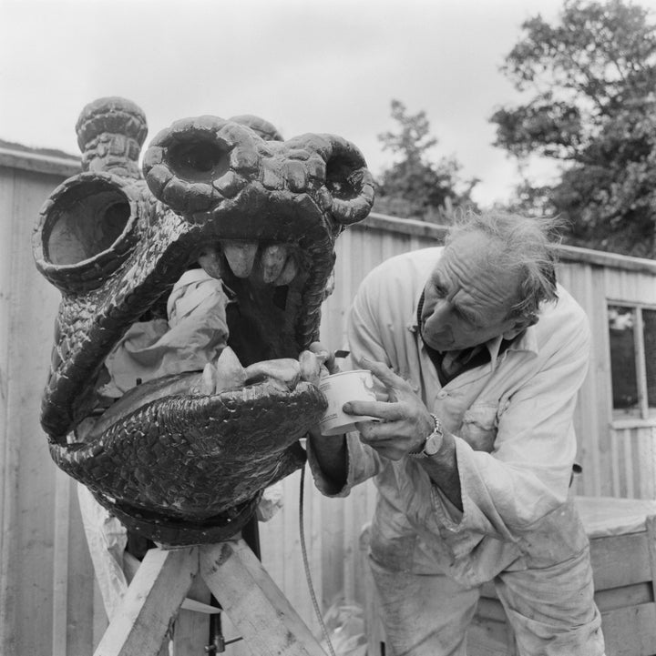 A fiberglass model of the Loch Ness monster is seen being created for "The Private Life of Sherlock Holmes" in July of 1969.