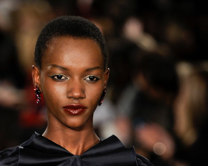 Herieth Paul on the Zac Posen runway in February 2012.