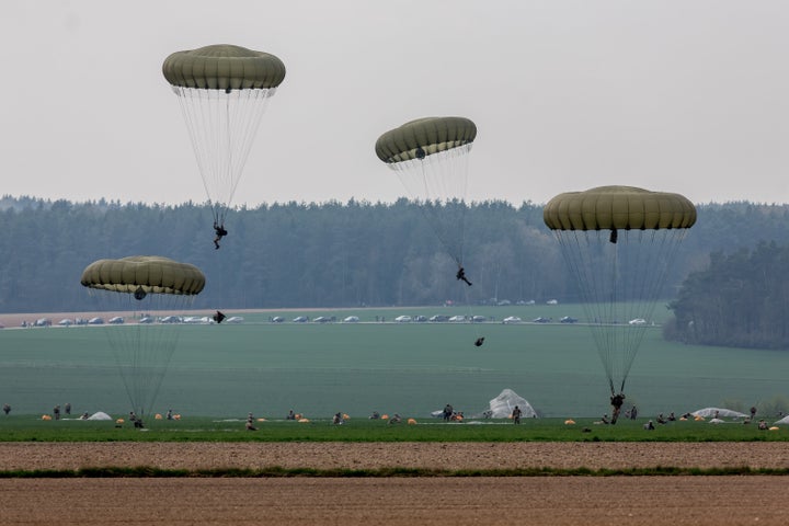 The incident comes as NATO plans its biggest build-up in eastern Europe to counter an increasingly aggressive Russia. Paratroopers from U.S. and Italian airborne brigades train near Grafenwoehr, Germany.