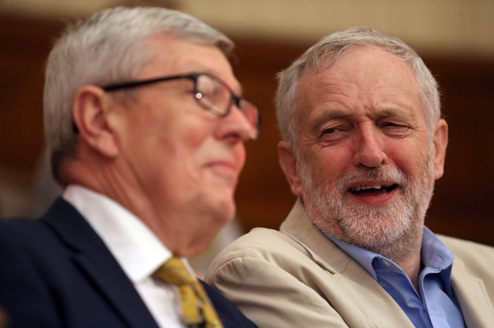 Mr Corbyn alongside Labour In campaign chief Alan Johnson