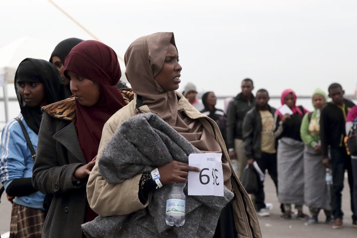 Abdulahi, a refugee staying at German citizens Frank and Alexa Best's, had spent three months traveling from Eritrea to Libya through Sudan, then to Italy by boat. Migrants and refugees arrive in Salerno, Italy.