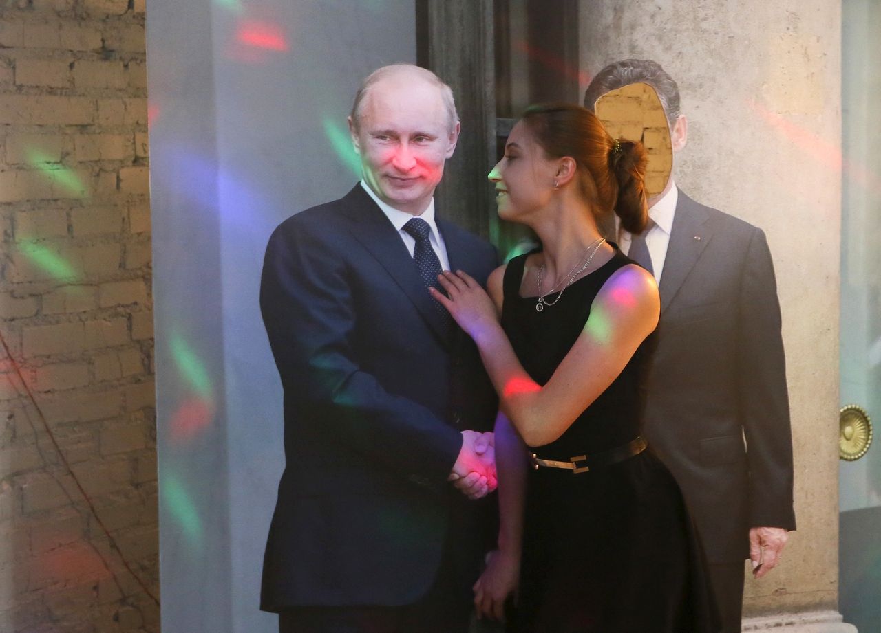 Patrons can take photos with a life-size cutout of the Russian president.