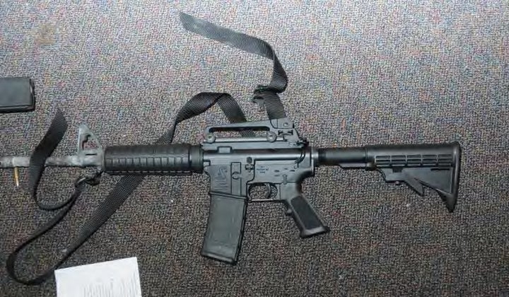 This crime scene evidence photo provided by the Connecticut State Police, shows a Bushmaster rifle in Room 10 at Sandy Hook Elementary School following the Dec. 14, 2012 shooting rampage.