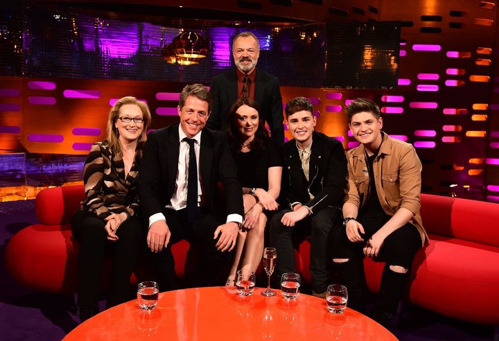 Meryl Streep appears on this week's 'Graham Norton Show' with Hugh Grant, Keeley Hawes and Eurovision contestants Joe and Jake.