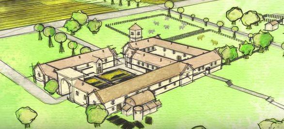 An artist's rendering of what the Roman villa would have looked like in its heyday.