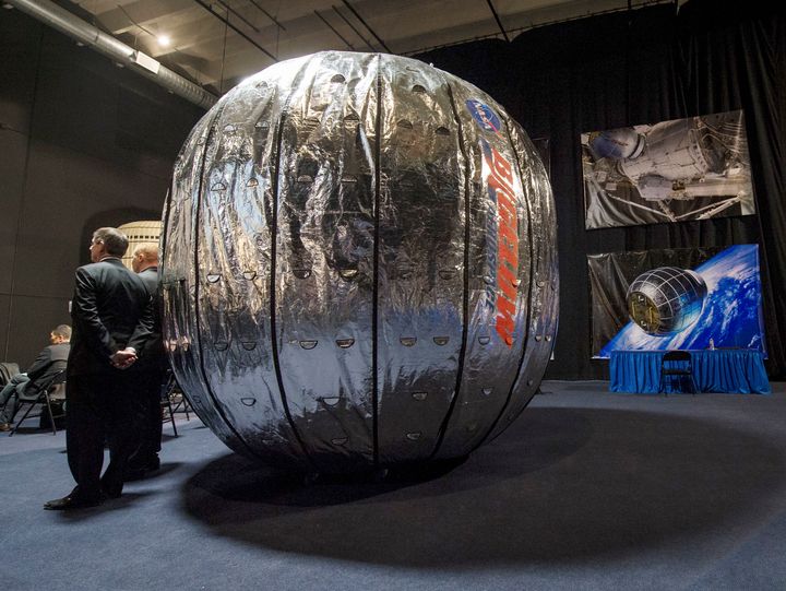The Bigelow Expandable Activity Module (BEAM) is displayed during a media event in 2013.