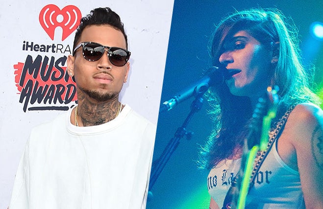 Chris Brown, left, appears at the 2015 iHeartRadio Music Awards in September. Best Coast, right, performs in San Di