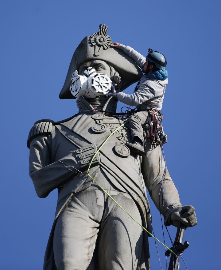 Lord Nelson sporting a mask.