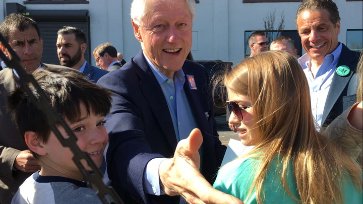 Former President Bill Clinton and New York Gov. Andrew Cuomo greeted Hillary Clinton's supporters in Buffalo on Monday.