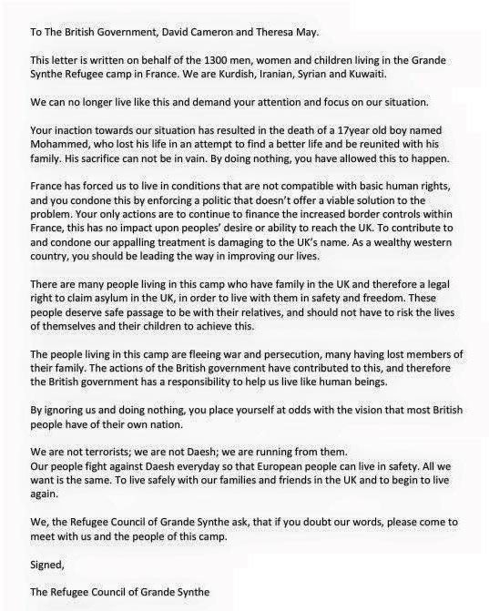 <strong>The letter the council drafted and sent after Mohammed Hassan's death</strong>