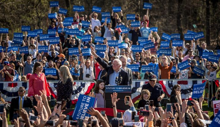 Bernie Sanders' campaign said more than 28,300 people turned out for his rally in Prospect Park on Sunday.