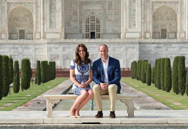 <strong>The Duke and Duchess of Cambridge visiting the Taj Mahal on a trip to India</strong>