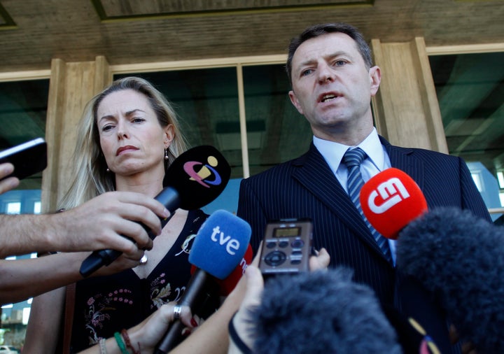 Kate and Gerry McCann outside a Lisbon court in 2014 after they were awarded damages