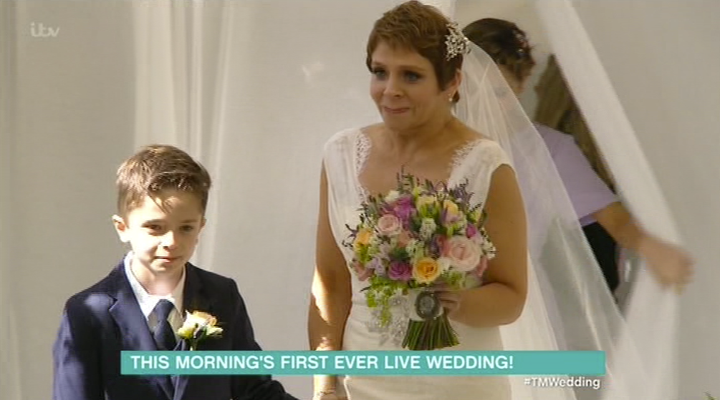 Annie was walked down the aisle by son Freddie