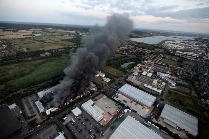 Smoke could be seen for miles around the day following the arson attack