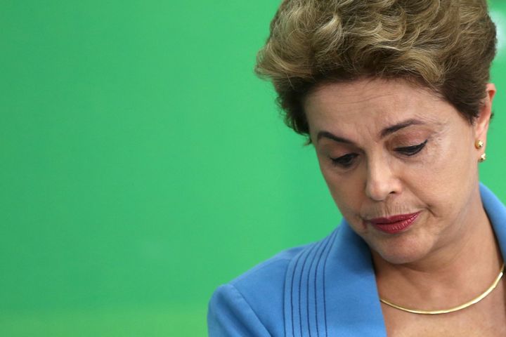 Brazilian President Dilma Rousseff at a news conference in Brasilia on April 18, 2016.