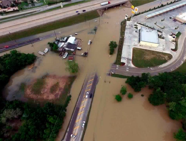 Flood waters are seen covering an area of Fort Bend County, Texas, on Tuesday. Local officials were busy handling over 1,800 rescues this week.