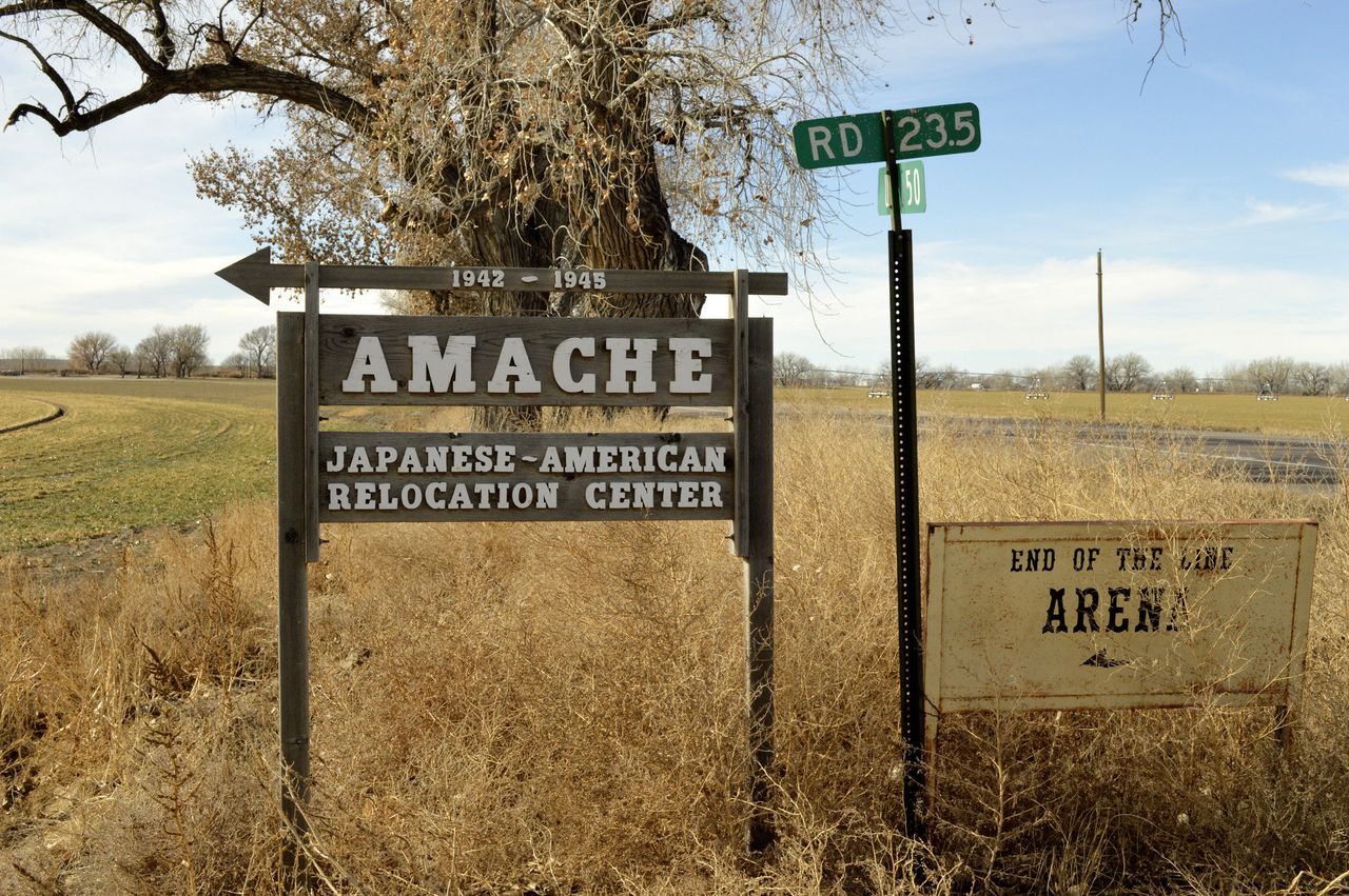 A sign at the entrance to Camp Amache, where Rep. Mike Honda spent the first few years of his life. 