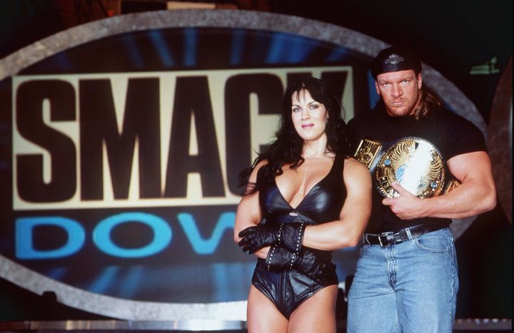 Chyna with Paul Michael Levesque (aka HHH) in 1999