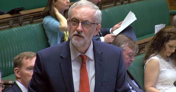 Jeremy Corbyn gives his "warm address" to the Queen in the Commons today