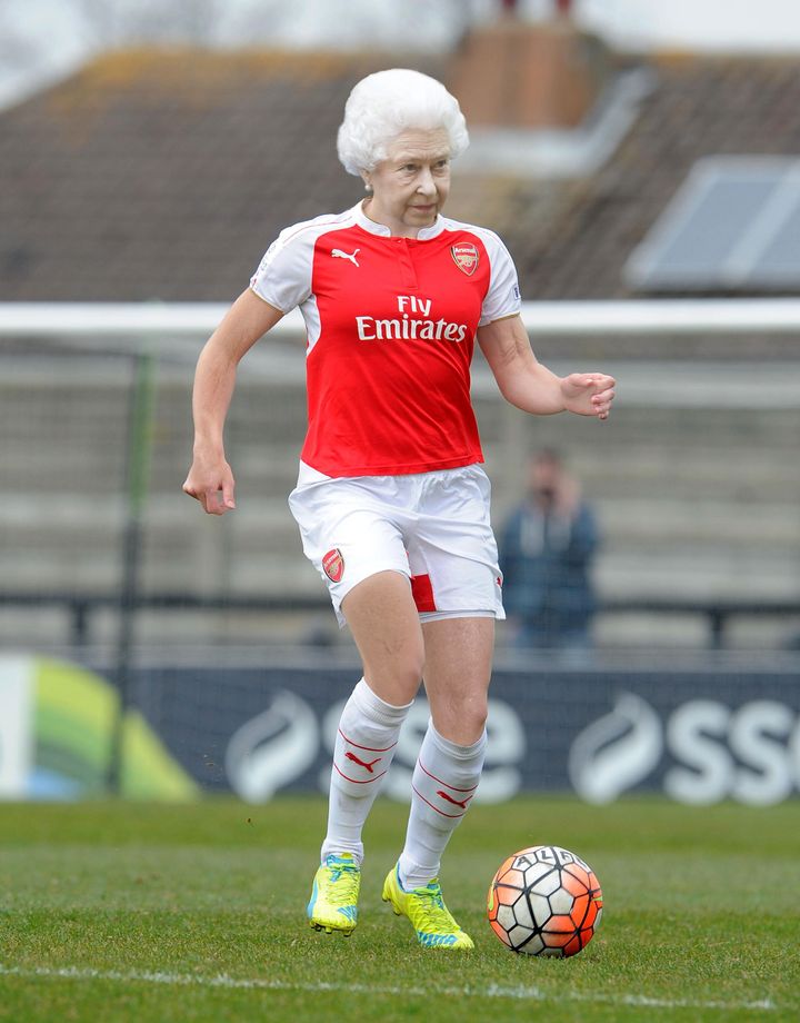 How the Queen might look in an Arsenal shirt