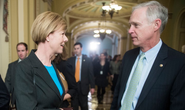 Johnson, right, is mad that Sen. Tammy Baldwin (D-Wis.) gave names to the White House for filling a yearslong court vacancy in their state. The nerve!