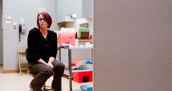 Amie, one of the women featured in HBO's "Abortion: Stories Women Tell," waits at Hope Clinic.