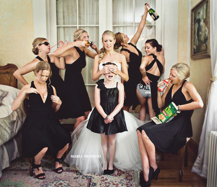 Here's a creative and hilarious wedding photo idea for your bridal party.