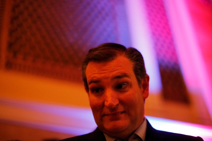 Republican U.S. presidential candidate Senator Ted Cruz talks with supporters after a campaign event in Frederick, Maryland,