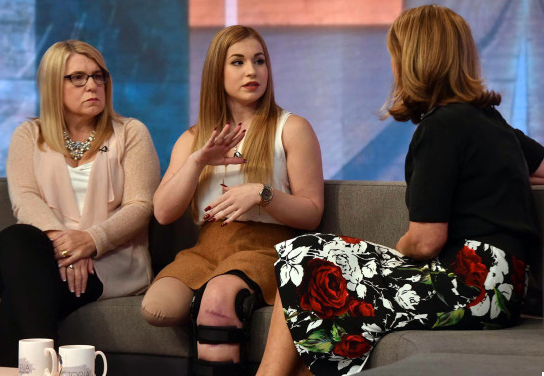 Vicky Balch speaking to the Victoria Derbyshire programme after having her leg amputated. 