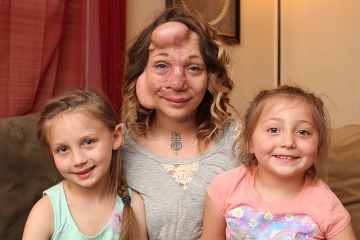 Jennifer with her two children Marlena and Kya. 