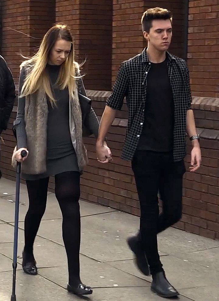 Leah Washington and Joe Pugh arrive at North Staffordshire Justice Centre in Newcastle-under-Lyme.
