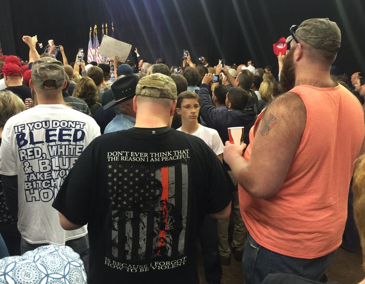 A few of the people trying to get into the Trump rally this week in Harrisburg, Pennsylvania.