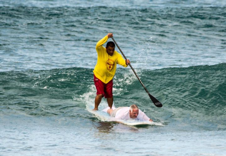 Hicks, 64, catching waves with Keali'i.