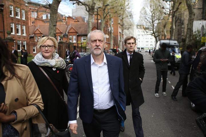 Jeremy Corbyn arrives for a private meeting with Barack Obama at Lindley Hall in Westminster