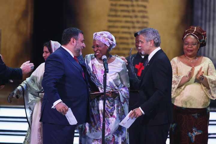 George Clooney presents Marguerite Barankitse with million-dollar Aurora Prize 