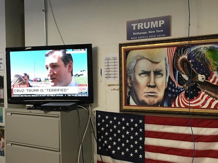 The one TV set in Trump's campaign headquarters was tuned in to CNN.