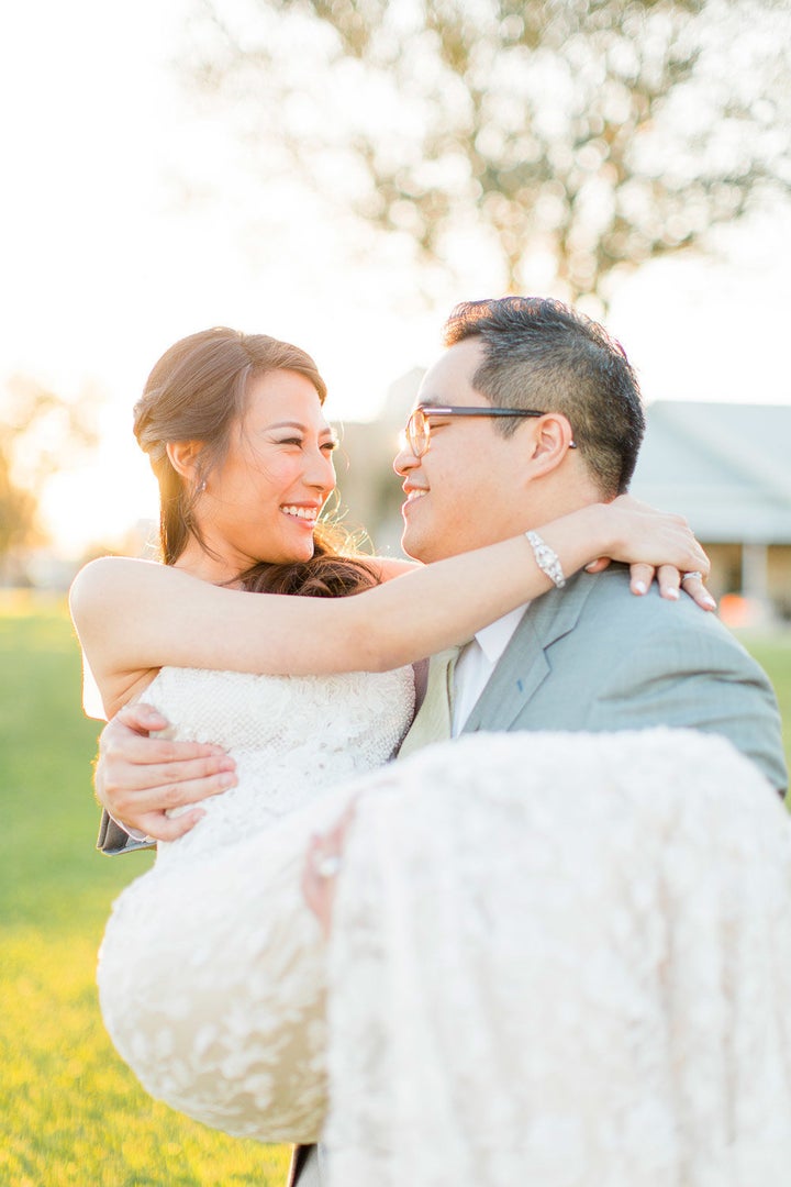 Want light and airy wedding portraits like the one above? Be sure to schedule your ceremony accordingly, photographer Michelle Able recommends. A sunset ceremony seems romantic, but means it could be dark by the time you finish saying your "I dos."