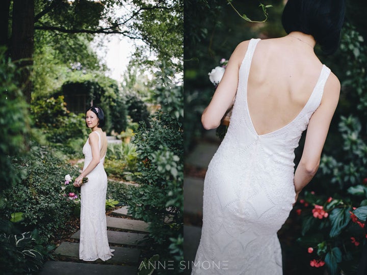 Your wedding dress looks far more gorgeous on your body than it does dangling on some hanger. Photographer Anne Simone advises brides to skip that shot, so the photographer can capture some of the more precious moments instead.