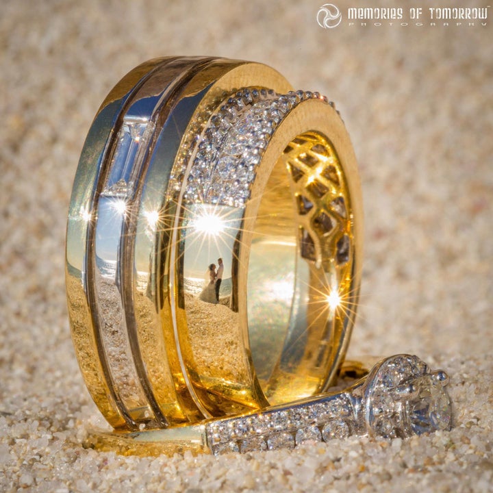 Adams-Shawn started taking "ringscape" photos by chance in 2012, when he noticed a reflection of the bride and groom in the pair's rings.