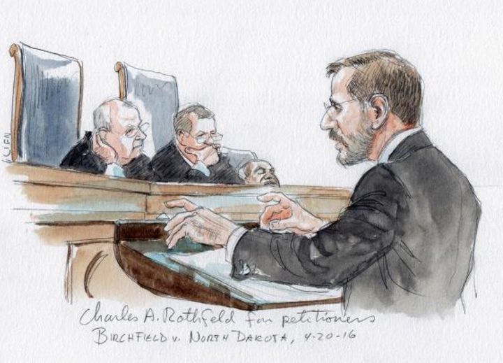 A courtroom sketch appears to show Supreme Court Associate Justice Clarence Thomas falling asleep, but the artist says he's really just leaning back in his chair.