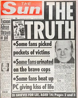 The Sun front page from 19 April 1989.