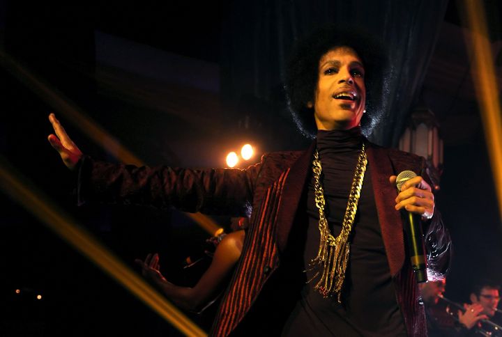 Prince performs onstage at The Hollywood Palladium on March 8, 2014, in Los Angeles, California.