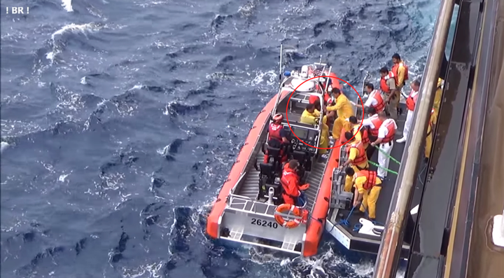 Video purportedly captures the three fugitives transfer from the Disney cruise liner to U.S. custody Thursday.