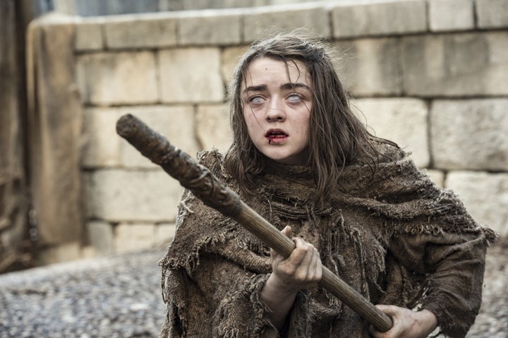 Maisie Williams as Arya Stark.