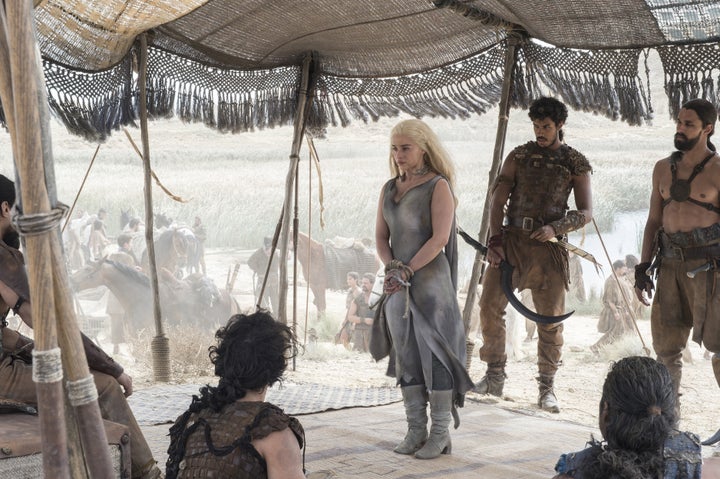 Emilia Clarke, center, as Dany T.